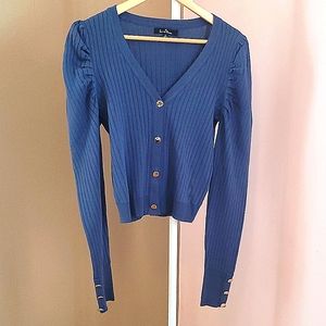 Love Tree, Cadet Blue Cardigan. Size L, fits like a S/M